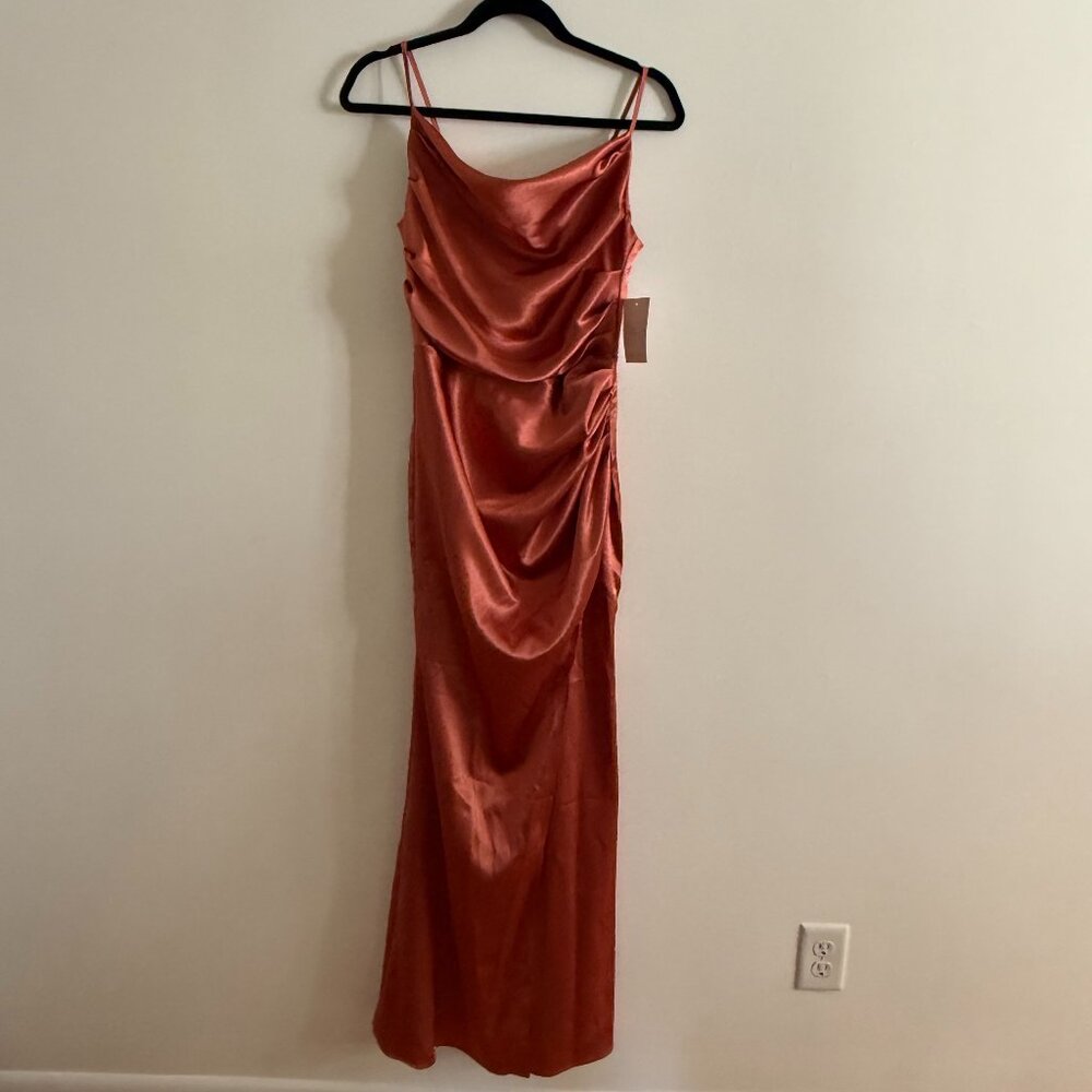 NWT Birdy Grey Lydia Dress Teracotta Shiny Satin Size XS